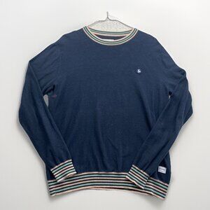 Jack & Jones Sweater Men's M Pullover Crew Neck Blue Knit Lightweight Read*